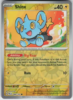 Shinx - 068/193 Reverse Holo Near Mint SV02: Paldea Evolved Pokemon card - Image 1