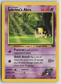 Sabrina's Abra (94) 094/132 Gym Challenge Common Pokemon card - Image 1