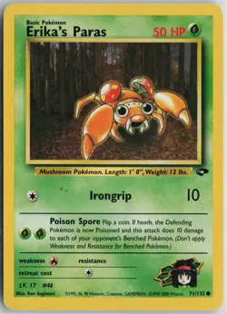Pokemon Erika's Paras 071/132 Gym Challenge MP card - Image 1