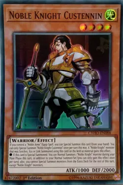 CYHO-EN088 NOBLE KNIGHT CUSTENNIN SUPER RARE 1ST EDITION YuGiOh CARD - Image 1