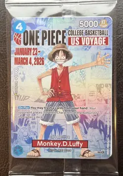 One Piece Monkey D. Luffy US Voyage College Basketball Card SEALED - New Rutgers - Image 1
