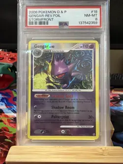 Gengar Stormfront Reverse Holo Card 18/100 - PSA 8 NM Pokemon - Image 1