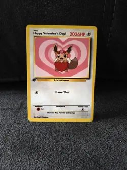 Happy Valentine's Day Eevee Card - Custom Pokemon Card - Image 1