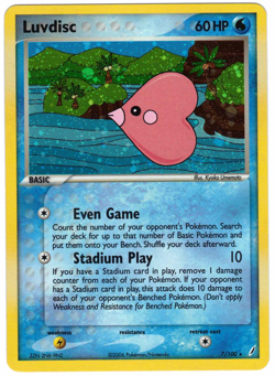 Luvdisc 7/100 EX Crystal Guardians Holo Rare Pokemon Card Partial Swirl - Image 1