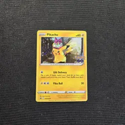 Pokemon TCG Pokemon Go Pikachu (Hat) Black Star Holo Promo Card SWSH234 - Image 1