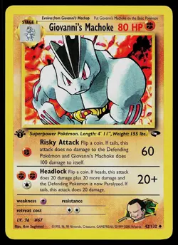 Pokemon Card - Giovanni's Machoke Gym Challenge 42/132 1st Edition - Image 1