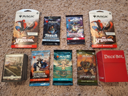 Magic the Gathering MTG Sealed Booster Packs Lot (7) - w/Deck Box + Basic Lands - Image 1