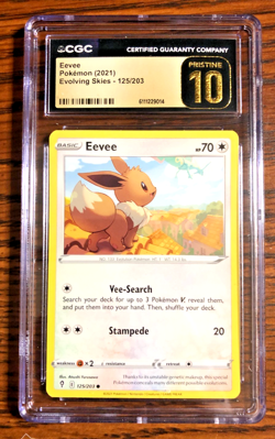 Eevee Regular Common #125 - CGC PRISTINE 10 - 2021 Evolving Skies - Pokemon TCG - Image 1