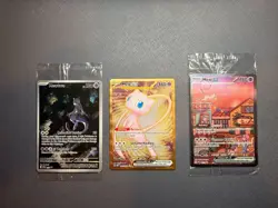 Pokemon TCG 151 UPC Promo Set Sealed Mew 053, Sealed Mewtwo 052, Metal Mew 205 - Image 1