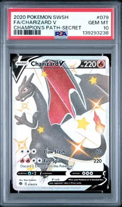 2020 Pokemon Charizard V Champion's Path Full Art Secret Rare #079 PSA 10 - Image 1