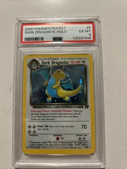 Pokemon TCG 2000 Team Rocket Dark Dragonite Holo PSA 6 EX-MT - Image 1