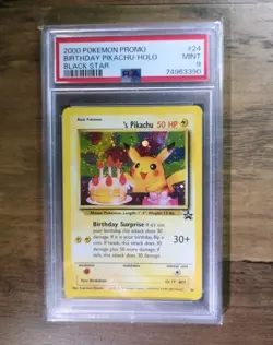 PSA 9 Birthday Pikachu 24 Holo Vintage Pokemon Black Star Promo Wizards - Image 1