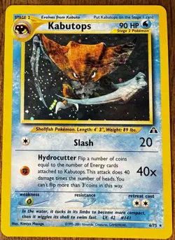 Pokemon TCG Kabutops 6/75 Holo Rare Unlimited-Neo Discovery MP - Image 1