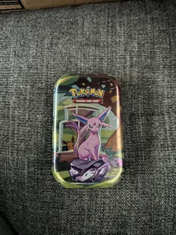 Pokemon TCG Scarlet & Violet Prismatic Evolutions Mini Tin Espeon New/Sealed - Image 1