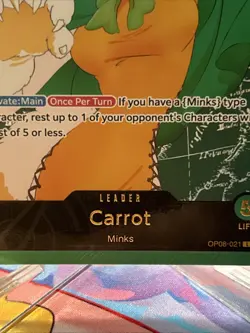 Carrot Alt Art SP Leader NM OP08-021 EB02 - 2025 One Piece TCG - Gold Lettering - Image 2