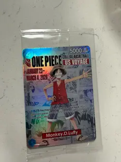 🔥🏀One Piece Monkey.D.Luffy US College Basketball Promo Card UNOPENED - Image 1