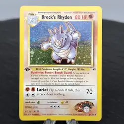 Brock's Rhydon 1st Ed Holo Rare 2/132 Gym Heroes Pokemon Card WOTC TCG NM+⭐ - Image 1