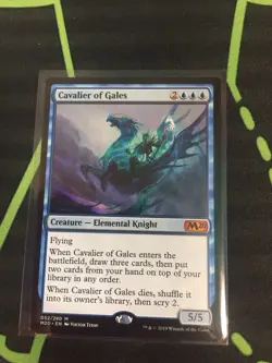 MTG Magic The Gathering Cavalier Of Gales M20 Mythic Blue Knight - Image 1