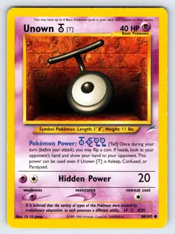 Unown T 88/105 2002 Neo Destiny Pokemon Card TCG Nintendo WOTC Vintage - Mp/Hp - Image 1
