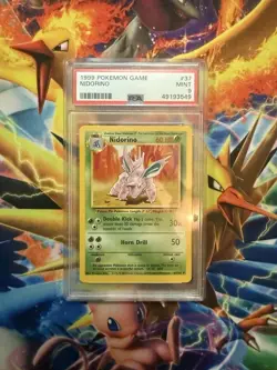 1999 Pokemon TCG Base Set Unlimited Nidorino #37/102 PSA 9 - Image 1