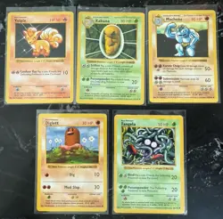 SHADOWLESS - 1999 Base Set Pokemon Lot (5) Kakuna Vulpix Machoke Diglett Tangela - Image 1