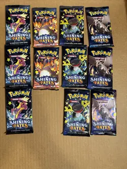 Pokemon TCG: Shining Fates Booster Pack Lot ART SET Sealed 11 Packs Total - Image 1