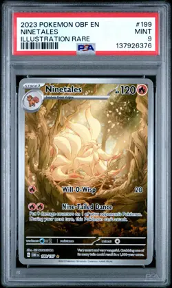 PSA 9 MINT 2023 POKEMON OBF EN-OBSIDIAN FLAMES #199 NINETALES ILLUSTRATION RARE - Image 1