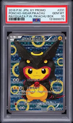 2016 POKEMON JPN XY PROMO #231 PONCHO-WEARING PIKACHU PSA 10 - Image 1