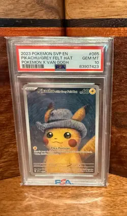 Pokemon Pikachu with Grey Felt Hat Van Gogh Full Art Promo SVP EN 085 PSA 10 - Image 1