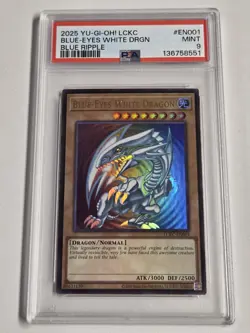 PSA 9 Blue-Eyes White Dragon LCKC-EN001 (Version 2) Ultra Rare Yugioh SDK Art - Image 1
