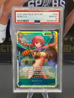 2025 One Piece OP10 English #058 Rebecca SR PSA 10 GEM MINT - Image 1
