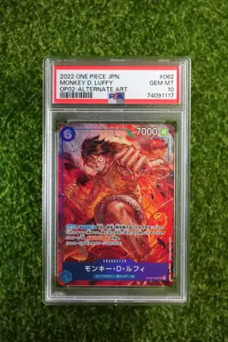 PSA 10 Monkey D. Luffy One Piece Japanese OP02-062 ALT ART - Image 1