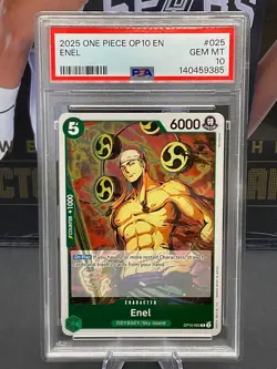 2025 One Piece OP10 English #025 Enel PSA 10 GEM MINT - Image 1