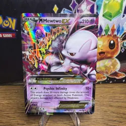 Pokemon TCG Mega Mewtwo EX Ultra Rare Holo Card 64/162 XY Breakthrough - Image 1