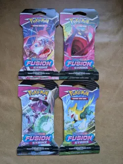 Fusion Strike Sealed Sleeved Pokemon Booster Card Artset Art Set - 4 Total Packs - Image 1