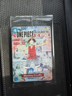Bandai One Piece CCG Monkey.D.Luffy College Basketball US Voyage Promo Holo Card - Image 1