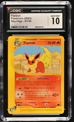 CGC 10 GEM MINT Flareon 2003 Skyridge 8/144 Pokemon Card - Image 1