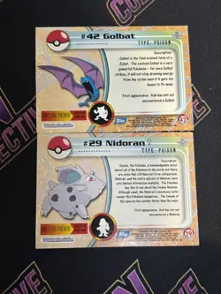Topps Trading Card Pokemon #42 Golbat Holo and #29 Nidoran - Image 2