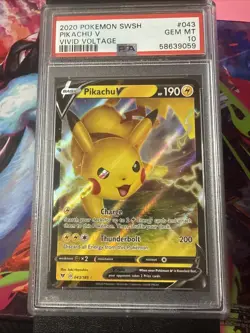 Pokemon TCG Vivid Voltage Pikachu v 170/185 Full Art Ultra Rare Card PSA 10 - Image 1