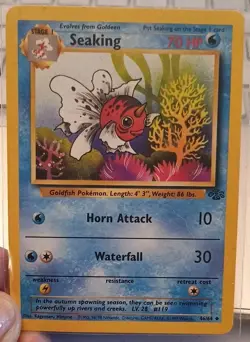 Vtg SEAKING 46/64 POKEMON trading CARD 1999 1st EDITION JUNGLE SET Fish NICE - Image 1