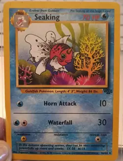Vtg SEAKING 46/64 POKEMON trading CARD 1999 1st EDITION JUNGLE SET Fish NICE - Image 2