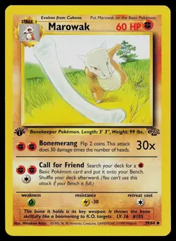 Pokemon Card - Marowak Jungle 39/64 Uncommon 1st Edition - Image 1