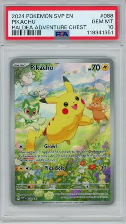 2024 Pokemon SVP Paldea Adeventure Chest Pikachu 088 Black Star Promo PSA 10 - Image 1