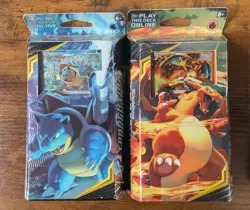 Pokemon S&M Team Up Display Case with 5 Sealed Blastoise & Charizard Theme Decks - Image 3