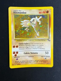Pokemon Hitmonlee 7/62 Fossil Rara Holo Unlimited Wizards ITA Carte Vintage - Image 1