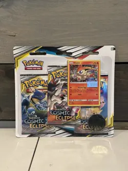 2019 FACTORY SEALED POKEMON SUN & MOON COSMIC ECLIPSE 3 PACK W/ VICTINI PROMO - Image 1