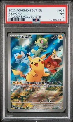 Pikachu PALDEA EVOLVED ETB BLACK STAR PROMO #027 2023 POKEMON PSA 7 - Image 1