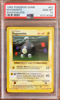 1999 Pokemon Base Set Unlimited Shadowless MAGNEMITE 52/102 - PSA 10 GEM MINT - Image 1