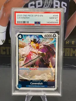 2025 One Piece OP10 English #045 Cavendish PSA 10 GEM MINT - Image 1