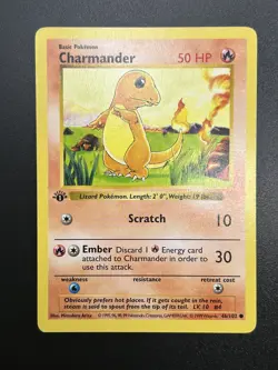 CHARMANDER Pokemon Card - WOTC 1st Edition Base Set Shadowless 46/102 LP NM (C) - Image 1